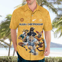 Custom Rugby Southern Hemisphere Hawaiian Shirt Argentina AUNZ South Africa Mascot Gold - Wonder Print Shop