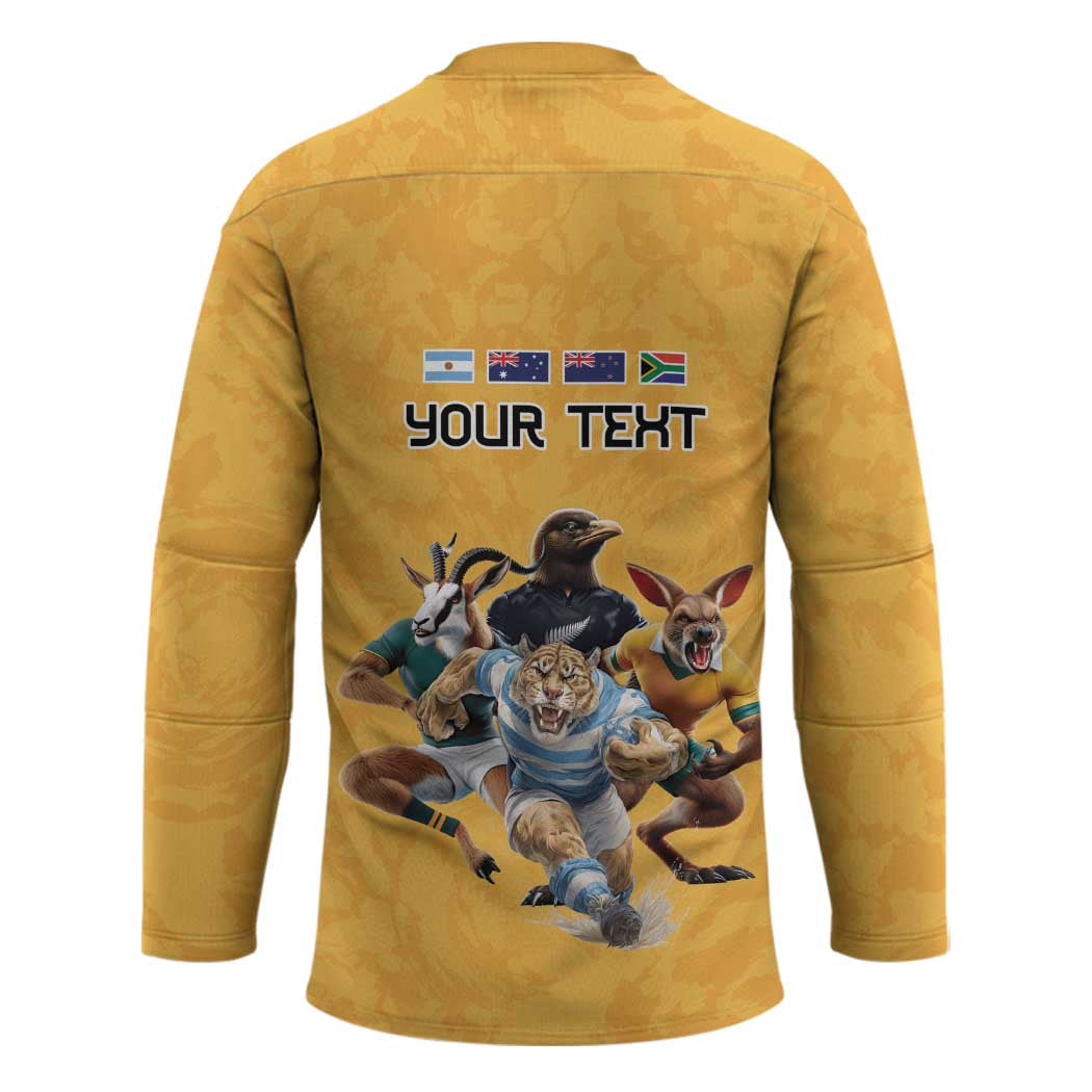 Custom Rugby Southern Hemisphere Hockey Jersey Argentina AUNZ South Africa Mascot Gold - Wonder Print Shop