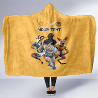 Custom Rugby Southern Hemisphere Hooded Blanket Argentina AUNZ South Africa Mascot Gold - Wonder Print Shop