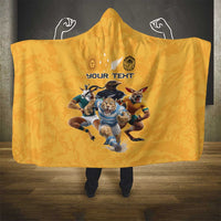 Custom Rugby Southern Hemisphere Hooded Blanket Argentina AUNZ South Africa Mascot Gold - Wonder Print Shop