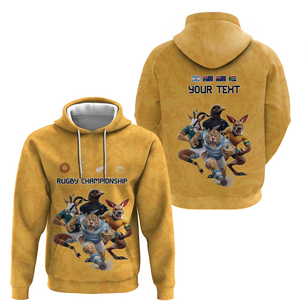 Custom Rugby Southern Hemisphere Hoodie Argentina AUNZ South Africa Mascot Gold - Wonder Print Shop