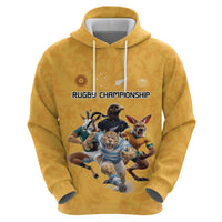 Custom Rugby Southern Hemisphere Hoodie Argentina AUNZ South Africa Mascot Gold - Wonder Print Shop