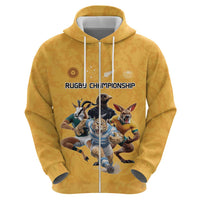 Custom Rugby Southern Hemisphere Hoodie Argentina AUNZ South Africa Mascot Gold - Wonder Print Shop