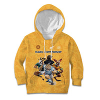 Custom Rugby Southern Hemisphere Kid Hoodie Argentina AUNZ South Africa Mascot Gold - Wonder Print Shop