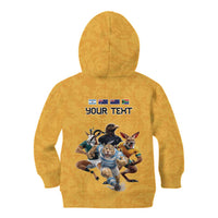 Custom Rugby Southern Hemisphere Kid Hoodie Argentina AUNZ South Africa Mascot Gold - Wonder Print Shop