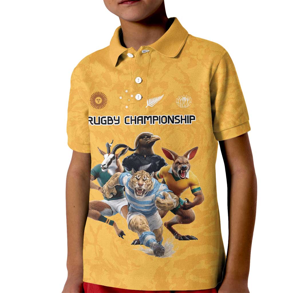 Custom Rugby Southern Hemisphere Kid Polo Shirt Argentina AUNZ South Africa Mascot Gold - Wonder Print Shop