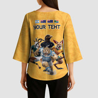 Custom Rugby Southern Hemisphere Kimono Sleeve Blouse Argentina AUNZ South Africa Mascot Gold - Wonder Print Shop