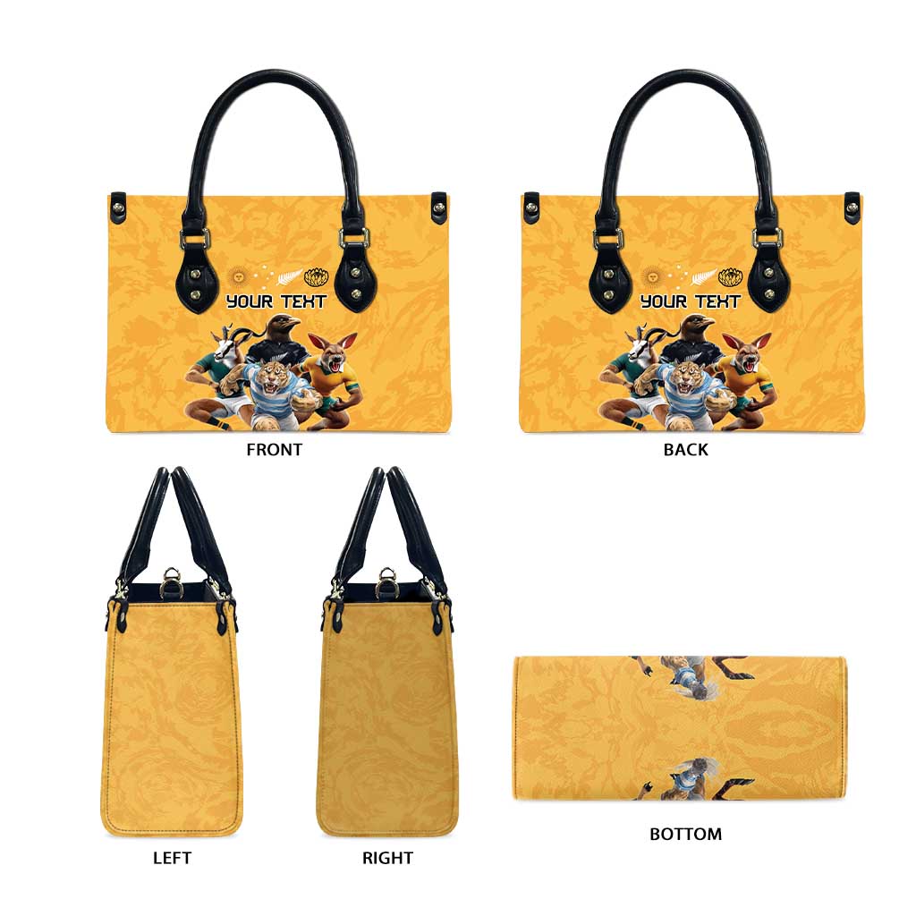 Custom Rugby Southern Hemisphere Leather Bag Argentina AUNZ South Africa Mascot Gold - Wonder Print Shop