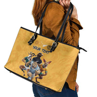 Custom Rugby Southern Hemisphere Leather Tote Bag Argentina AUNZ South Africa Mascot Gold - Wonder Print Shop