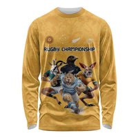 Custom Rugby Southern Hemisphere Long Sleeve Shirt Argentina AUNZ South Africa Mascot Gold - Wonder Print Shop