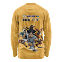 Custom Rugby Southern Hemisphere Long Sleeve Shirt Argentina AUNZ South Africa Mascot Gold - Wonder Print Shop