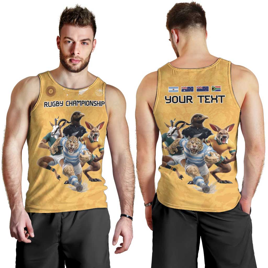 Custom Rugby Southern Hemisphere Men Tank Top Argentina AUNZ South Africa Mascot Gold - Wonder Print Shop