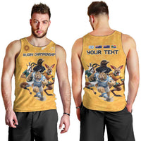 Custom Rugby Southern Hemisphere Men Tank Top Argentina AUNZ South Africa Mascot Gold - Wonder Print Shop