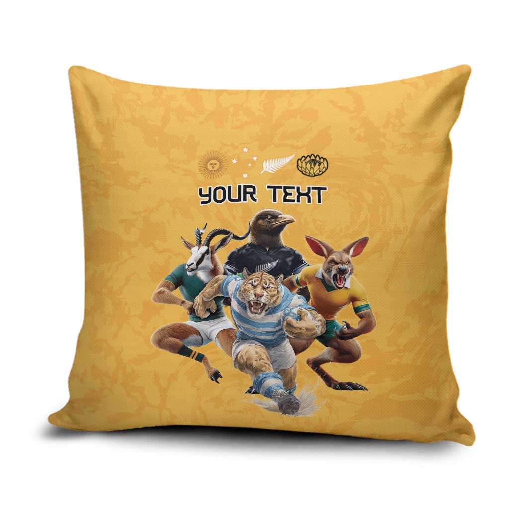 Custom Rugby Southern Hemisphere Pillow Cover Argentina AUNZ South Africa Mascot Gold - Wonder Print Shop