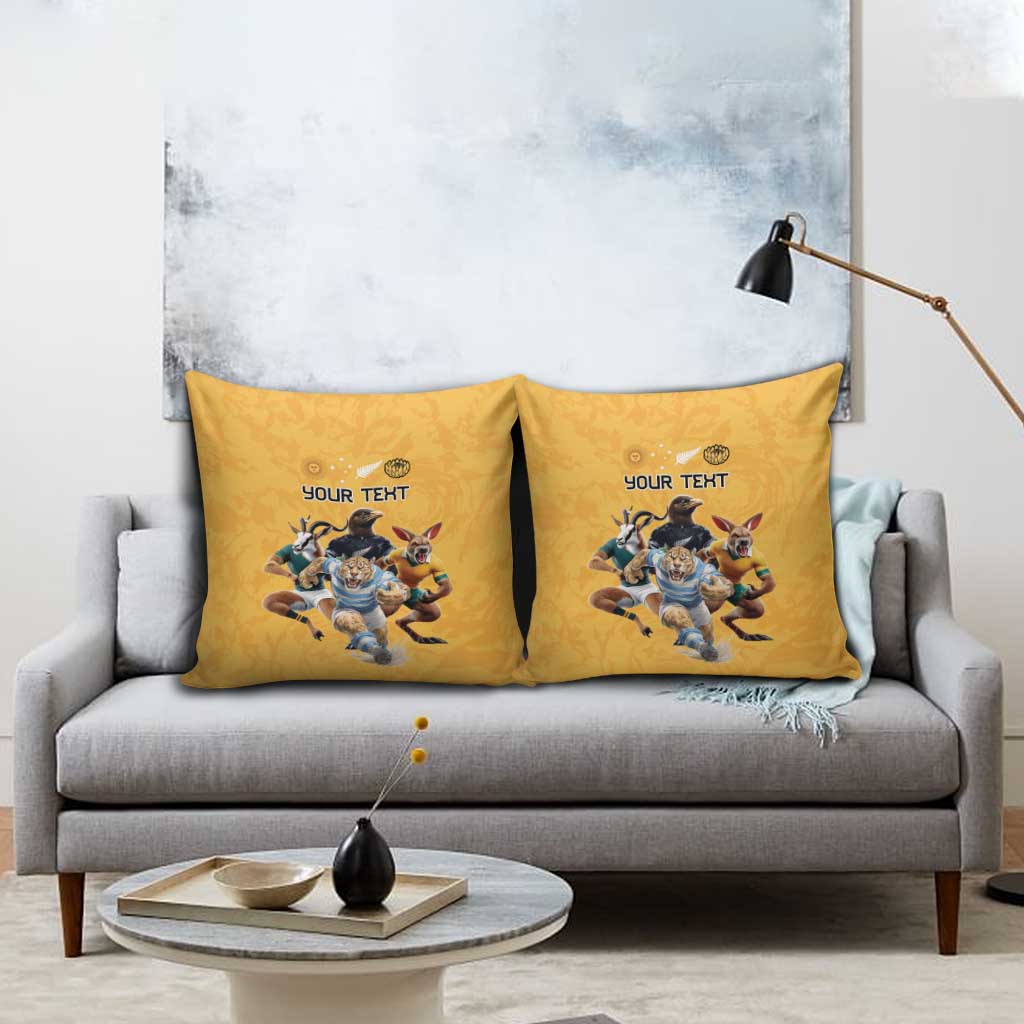Custom Rugby Southern Hemisphere Pillow Cover Argentina AUNZ South Africa Mascot Gold - Wonder Print Shop