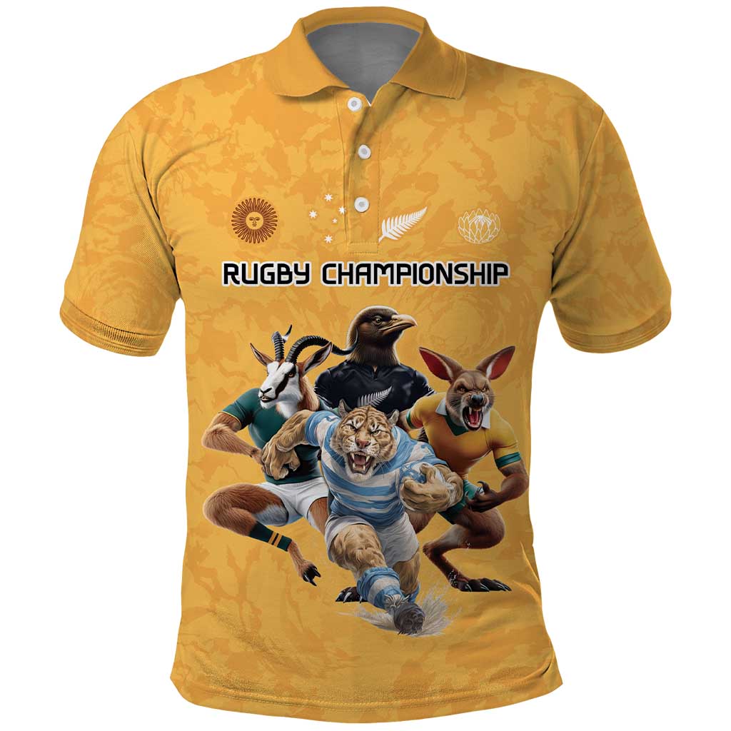 Custom Rugby Southern Hemisphere Polo Shirt Argentina AUNZ South Africa Mascot Gold - Wonder Print Shop