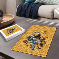 Custom Rugby Southern Hemisphere Puzzle Argentina AUNZ South Africa Mascot Gold - Wonder Print Shop