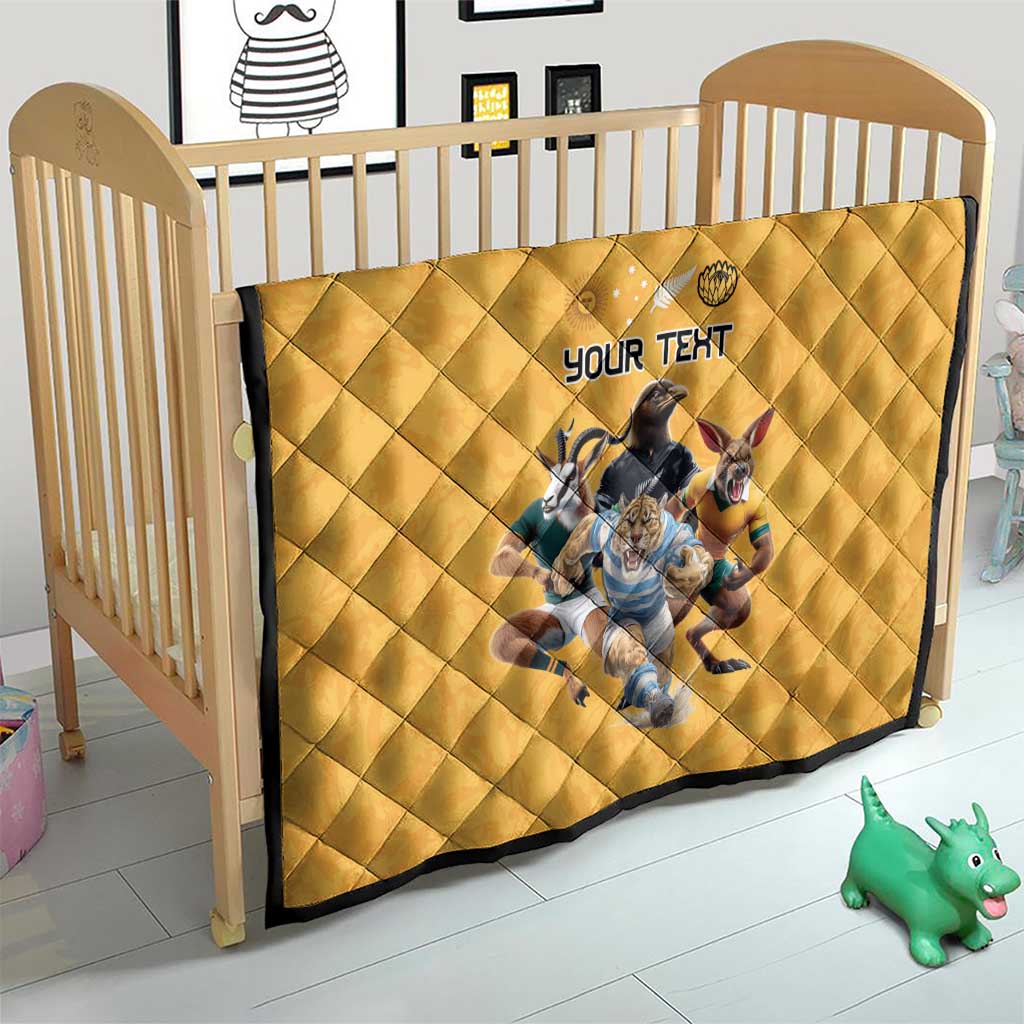Custom Rugby Southern Hemisphere Quilt Argentina AUNZ South Africa Mascot Gold - Wonder Print Shop
