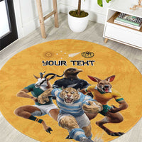 Custom Rugby Southern Hemisphere Round Carpet Argentina AUNZ South Africa Mascot Gold - Wonder Print Shop