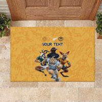 Custom Rugby Southern Hemisphere Rubber Doormat Argentina AUNZ South Africa Mascot Gold - Wonder Print Shop
