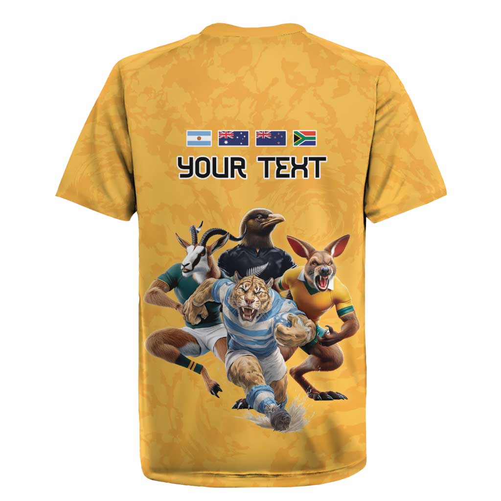 Custom Rugby Southern Hemisphere Rugby Jersey Argentina AUNZ South Africa Mascot Gold - Wonder Print Shop