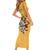 Custom Rugby Southern Hemisphere Short Sleeve Bodycon Dress Argentina AUNZ South Africa Mascot Gold - Wonder Print Shop