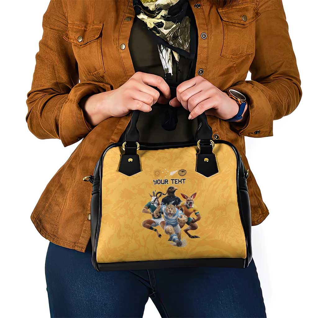 Custom Rugby Southern Hemisphere Shoulder Handbag Argentina AUNZ South Africa Mascot Gold - Wonder Print Shop