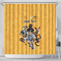 Custom Rugby Southern Hemisphere Shower Curtain Argentina AUNZ South Africa Mascot Gold - Wonder Print Shop
