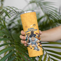 Custom Rugby Southern Hemisphere Skinny Tumbler Argentina AUNZ South Africa Mascot Gold - Wonder Print Shop