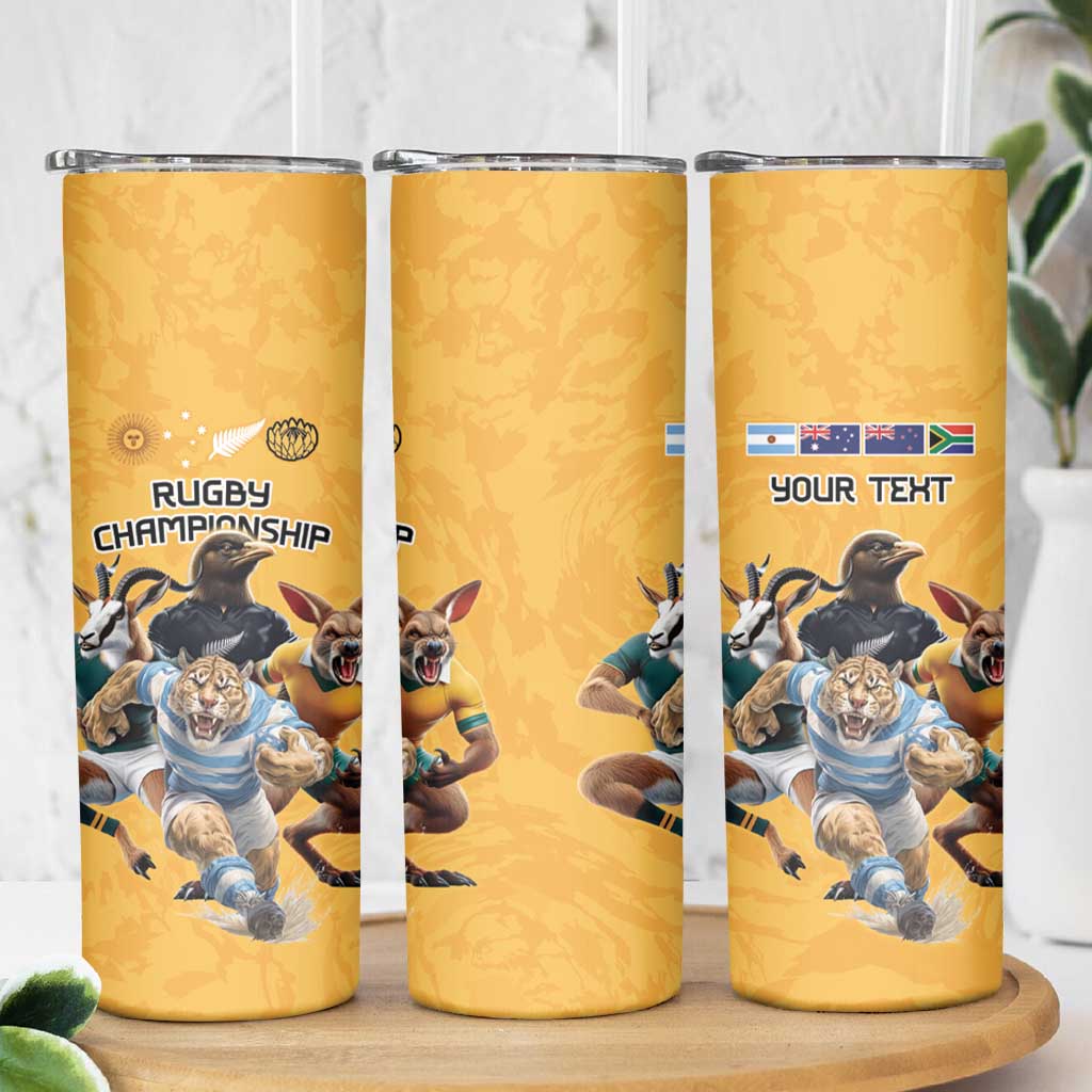 Custom Rugby Southern Hemisphere Skinny Tumbler Argentina AUNZ South Africa Mascot Gold - Wonder Print Shop