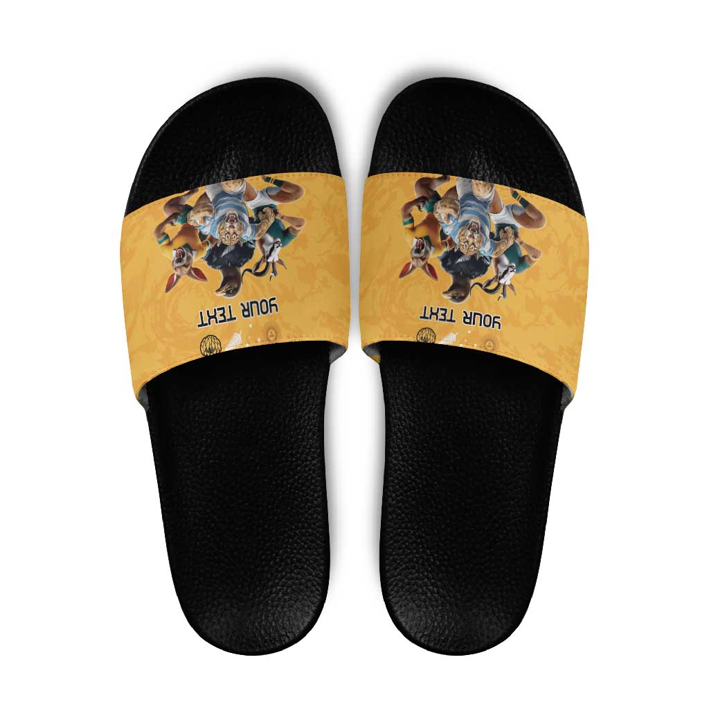Custom Rugby Southern Hemisphere Slide Sandals Argentina AUNZ South Africa Mascot Gold - Wonder Print Shop