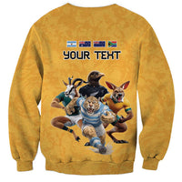 Custom Rugby Southern Hemisphere Sweatshirt Argentina AUNZ South Africa Mascot Gold - Wonder Print Shop