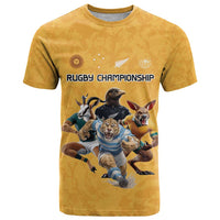 Custom Rugby Southern Hemisphere T Shirt Argentina AUNZ South Africa Mascot Gold - Wonder Print Shop