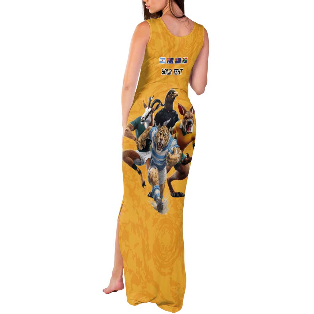 Custom Rugby Southern Hemisphere Tank Maxi Dress Argentina AUNZ South Africa Mascot Gold - Wonder Print Shop