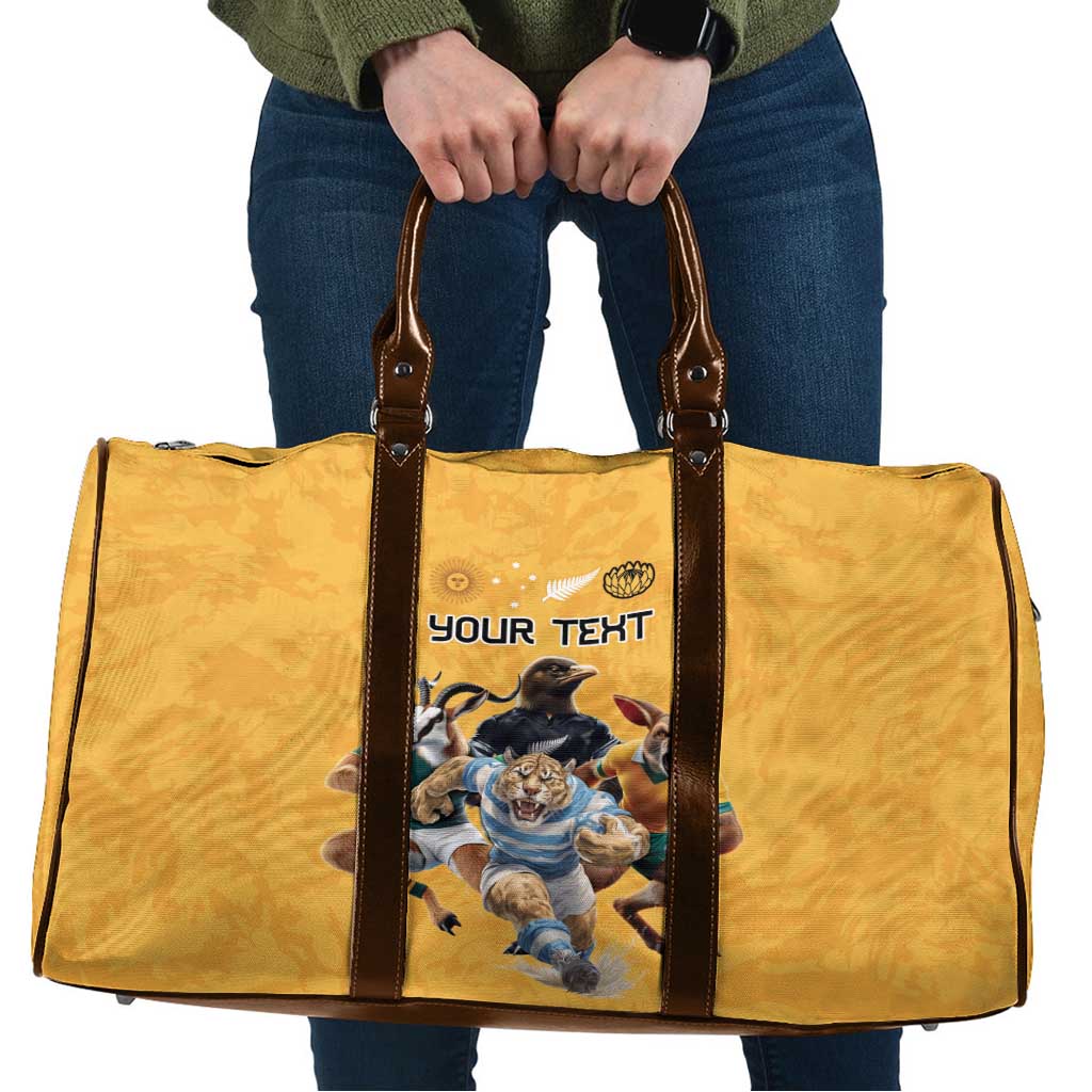 Custom Rugby Southern Hemisphere Travel Bag Argentina AUNZ South Africa Mascot Gold - Wonder Print Shop