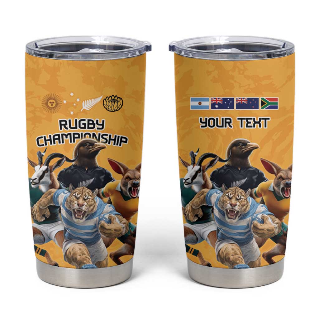 Custom Rugby Southern Hemisphere Tumbler Cup Argentina AUNZ South Africa Mascot Gold - Wonder Print Shop