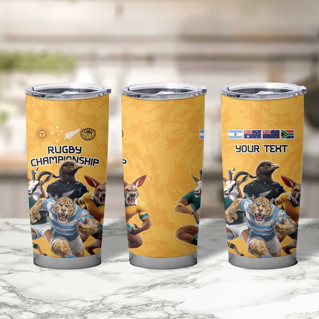 Custom Rugby Southern Hemisphere Tumbler Cup Argentina AUNZ South Africa Mascot Gold - Wonder Print Shop