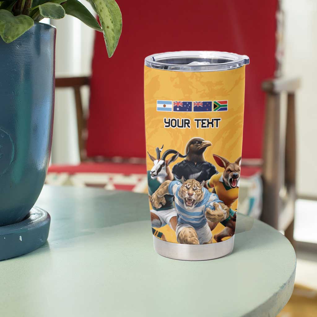 Custom Rugby Southern Hemisphere Tumbler Cup Argentina AUNZ South Africa Mascot Gold - Wonder Print Shop