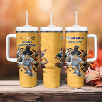 Custom Rugby Southern Hemisphere Tumbler With Handle Argentina AUNZ South Africa Mascot Gold - Wonder Print Shop