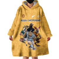 Custom Rugby Southern Hemisphere Wearable Blanket Hoodie Argentina AUNZ South Africa Mascot Gold - Wonder Print Shop