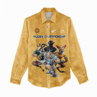Custom Rugby Southern Hemisphere Women Casual Shirt Argentina AUNZ South Africa Mascot Gold - Wonder Print Shop
