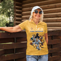 Custom Rugby Southern Hemisphere Women Polo Shirt Argentina AUNZ South Africa Mascot Gold - Wonder Print Shop