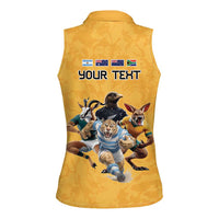 Custom Rugby Southern Hemisphere Women Sleeveless Polo Shirt Argentina AUNZ South Africa Mascot Gold - Wonder Print Shop