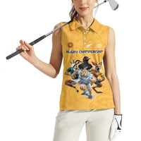 Custom Rugby Southern Hemisphere Women Sleeveless Polo Shirt Argentina AUNZ South Africa Mascot Gold - Wonder Print Shop
