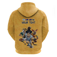Custom Rugby Southern Hemisphere Zip Hoodie Argentina AUNZ South Africa Mascot Gold - Wonder Print Shop