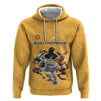 Custom Rugby Southern Hemisphere Zip Hoodie Argentina AUNZ South Africa Mascot Gold - Wonder Print Shop