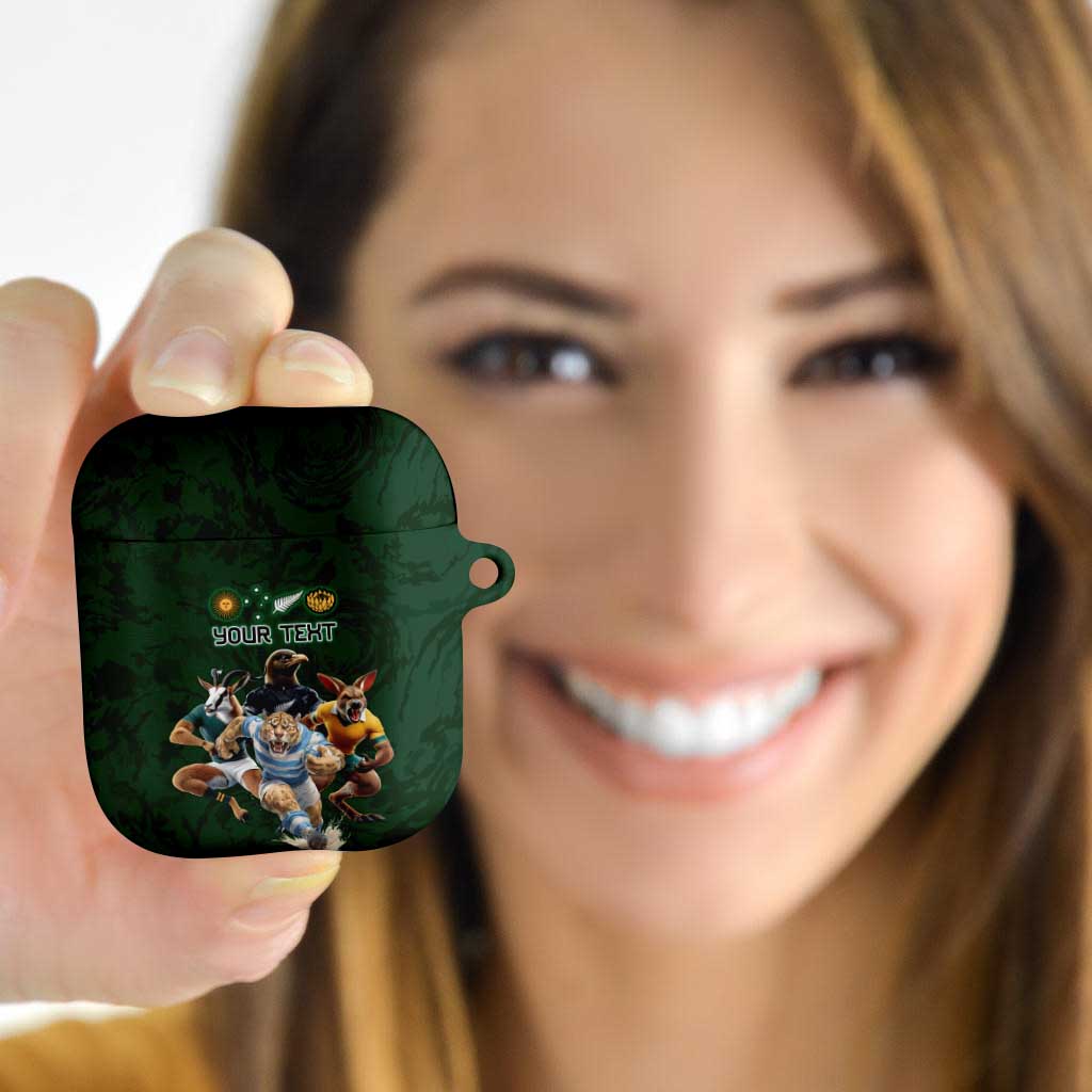 Custom Rugby Southern Hemisphere AirPods Case Argentina AUNZ South Africa Mascot Green - Wonder Print Shop