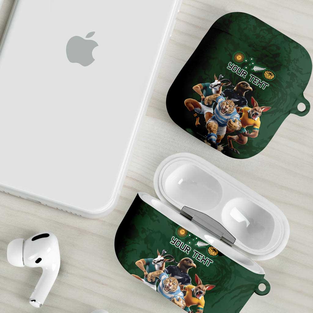Custom Rugby Southern Hemisphere AirPods Case Argentina AUNZ South Africa Mascot Green - Wonder Print Shop
