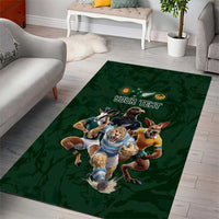 Custom Rugby Southern Hemisphere Area Rug Argentina AUNZ South Africa Mascot Green - Wonder Print Shop