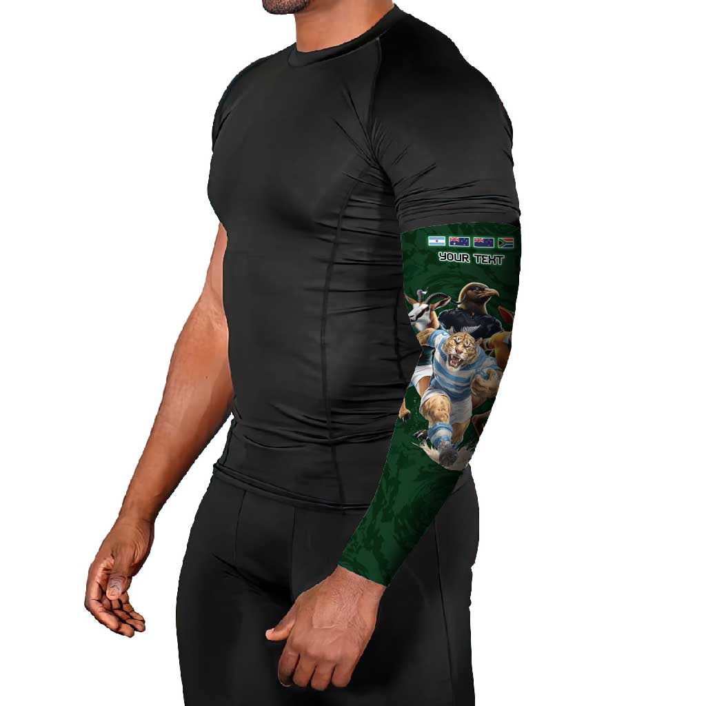 Custom Rugby Southern Hemisphere Arm Sleeves Argentina AUNZ South Africa Mascot Green - Wonder Print Shop